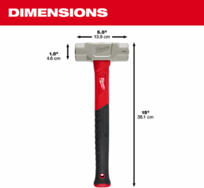 4lb Fiberglass Engineer Hammer with Forged Steel Head, 15 Inch Handle