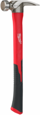 21oz Fiberglass Handle Milled Face Hammer with Magnetic Nail Set, 14 Inch Handle