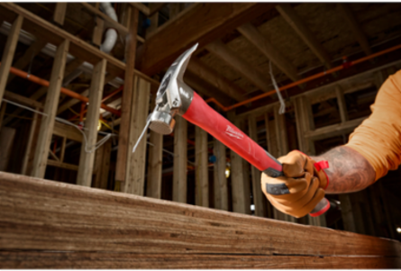 21oz Fiberglass Handle Milled Face Hammer with Magnetic Nail Set, 14 Inch Handle