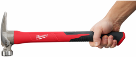 21oz Fiberglass Handle Milled Face Hammer with Magnetic Nail Set, 14 Inch Handle