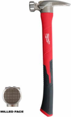 21oz Fiberglass Handle Milled Face Hammer with Magnetic Nail Set, 14 Inch Handle