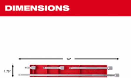 4-Piece 1/4 Inch Drive Extension Set with Chrome Vanadium Steel, 1.5 to 14 Inch Lengths