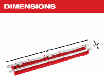 4pc 1/4 Inch Drive Wobble Extension Set, Chrome Vanadium Steel, 2-12 Inch Lengths