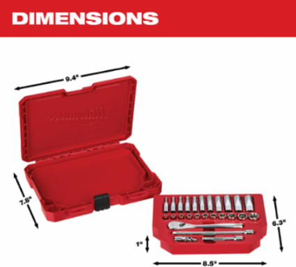 26-Piece 1/4 Inch Drive Ratchet & Socket Set, Alloy Steel, SAE