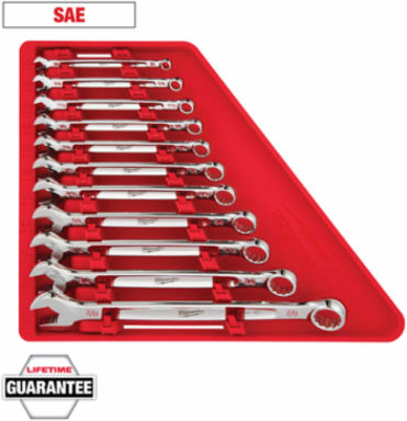 11pc SAE Combination Wrench Set - Chrome Vanadium Steel, 25% More Torque