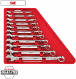 11pc SAE Combination Wrench Set - Chrome Vanadium Steel, 25% More Torque