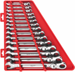 15-Piece SAE Flex Head Ratcheting Wrench Set, Chrome Vanadium Steel, 144 Positions