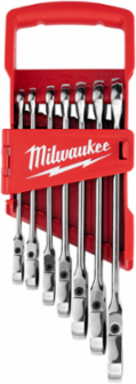 7-Piece SAE Flex Head Ratcheting Combination Wrench Set, 3/8" to 1" Sizes, Chrome Vanadium Steel