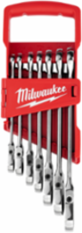 7-Piece SAE Flex Head Ratcheting Combination Wrench Set, 3/8" to 1" Sizes, Chrome Vanadium Steel