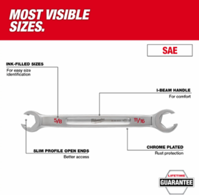 5-Piece Double End Flare Nut Wrench Set - SAE, Chrome Vanadium Steel, 1/4" x 5/16" to 3/4" x 7/8" Sizes