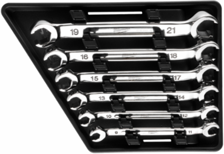 6-Piece Double End Flare Nut Wrench Set - Metric, Chrome Vanadium Steel, 15° Offset