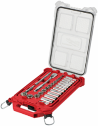 3/8 Inch 28 Pc Ratchet & Socket Set with 90-Tooth Ratchet, Alloy Steel, PACKOUT Organizer