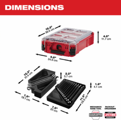 15pc Metric Combination Wrench Set with PACKOUT™ Compact Organizer