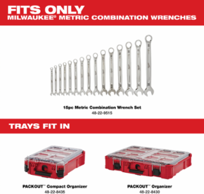 15pc Metric Combination Wrench Trays