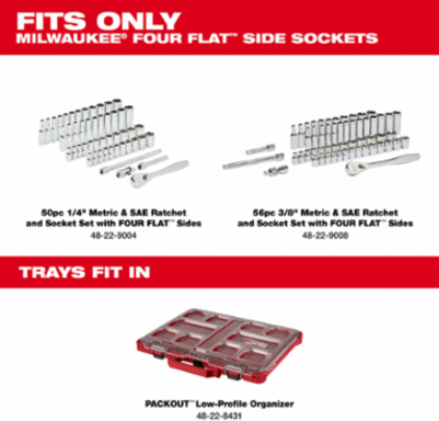 106 Pc. Ratchet & Socket Set Tray for 1/4 Inch & 3/8 Inch, 12.01 Inch Length