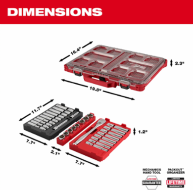 47PC 1/2 Inch Drive Ratchet & Socket Set with PACKOUT Organizer