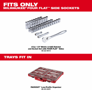 47PC 1/2 Inch Drive Ratchet & Socket Set with Storage Tray, 1.13 Inch Height