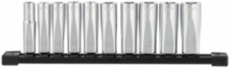 10pc 3/8 Inch Metric Deep Well Socket Set with Chrome Finish & FOUR FLATTM Sides