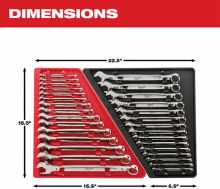 15-Piece Metric Combination Wrench Set, Chrome Vanadium Steel