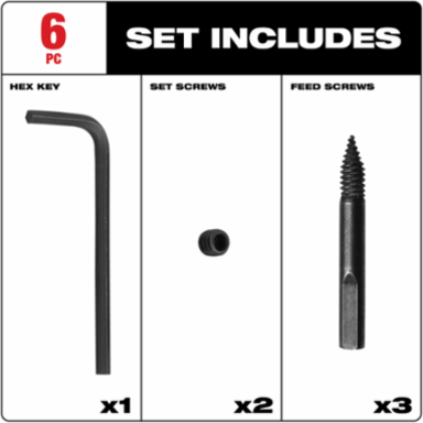 Selfeed Screw Kit 3 Screws, 2 Set Screws, Fits 3 Inch to 4-5/8 Inch Bits