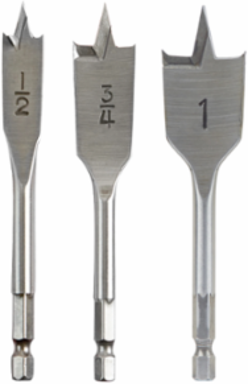 3PC Stubby Flat Boring Set - 1/2 Inch, 3/4 Inch, 1 Inch, High Carbon Steel