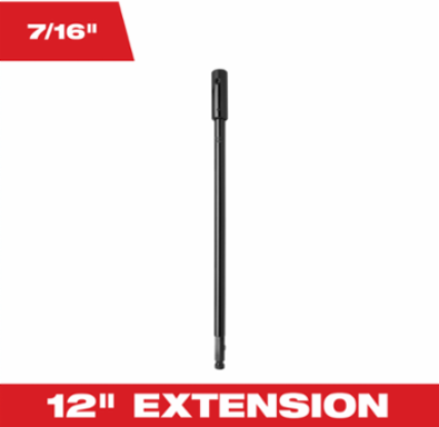 Bit Extension 12 Inch, 7/16 Inch Hex Shank, Steel Material