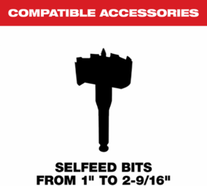 Coarse Thread Feed Screw for Selfeed Bits 1/4 Inch, Steel, Fits 1-2-9/16 Inch