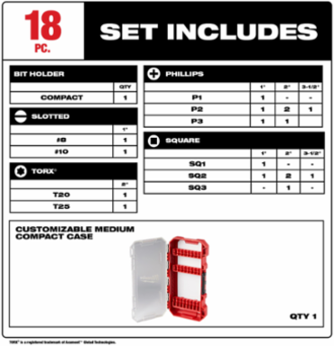 18-Piece SHOCKWAVE™ Impact Duty Driver Bit Set with Magnetic Holder