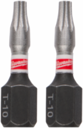SHOCKWAVE Impact T10 Insert Bits (2 Pack) 1 Inch, 1/4 Inch Hex Shank, Alloy Steel
