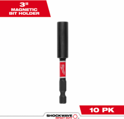 SHOCKWAVE™ 3 Inch Magnetic Bit Holder, Steel, 1/4 Inch Chuck Size