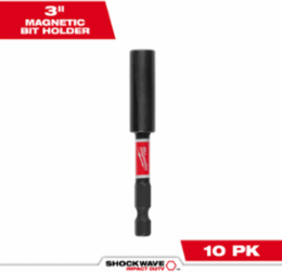 SHOCKWAVE™ 3 Inch Magnetic Bit Holder, Steel, 1/4 Inch Chuck Size