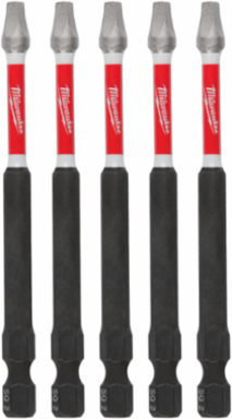 SHOCKWAVE 3-1/2 Inch Impact Square Recess #2 Power Bit Set (5 Pack)