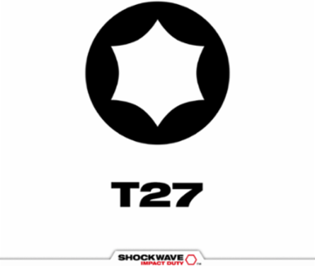 SHOCKWAVE Impact Duty 3-1/2 Inch T27 Torx Power Bits, 25 Pieces