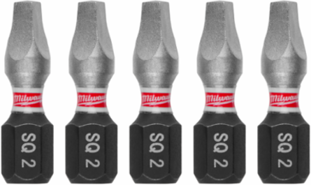 SHOCKWAVE Impact Duty Square Recess #2 Insert Bits, 1 Inch, 5 Pack