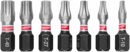 SHOCKWAVE Impact Duty Torx Insert Bit Set, 7 Pieces, Alloy Steel, 1/4 Inch Shank