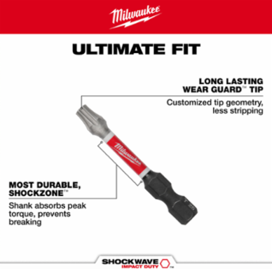 SHOCKWAVE 2 Inch Impact Duty Power Bit T30, 25 Pieces, Alloy Steel