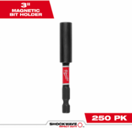 SHOCKWAVE™ Impact Duty 3 Inch Magnetic Bit Holder, 0.375 Inch Diameter, 1/4 Inch Chuck Size