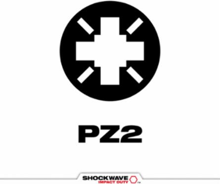 SHOCKWAVE 2 Inch PZ2 Power Bit Set, Hex, Alloy Steel, 3 Pieces