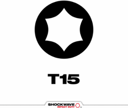 SHOCKWAVE 6 Inch T15 Torx Impact Power Bit, 1/4 Inch Hex Shank