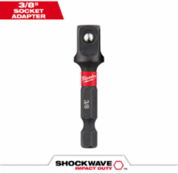 SHOCKWAVE Impact Duty 1/4 Inch Hex to 3/8 Inch Square Socket Adapter, 1.875 Inch Length
