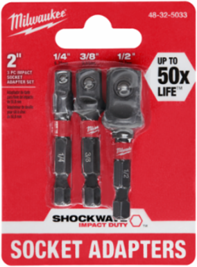 SHOCKWAVE Impact Duty Socket Adapter Set, 1/4 Inch, 3/8 Inch, 1/2 Inch, 3 Pieces