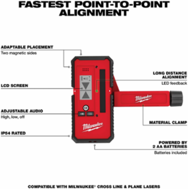 165' Laser Line Detector with LCD Display, 1.2 Pounds, Reinforced Nylon