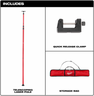 12ft Telescoping Laser Pole, Aluminum, 4.42 lb, Quick Release Clamp