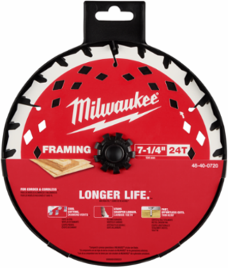 7-1/4 Inch 24T Framing Circular Saw Blade, Laser-Cut, 5/8 Inch Arbor