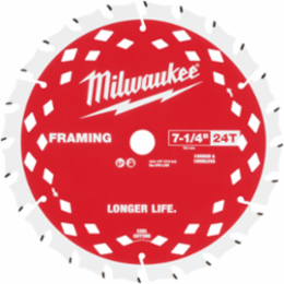 7-1/4 Inch 24T Framing Circular Saw Blade, Laser-Cut, 5/8 Inch Arbor