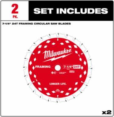 7-1/4 Inch 24T Circular Saw Blade Set with 5/8 Inch Arbor   Diamond Venting