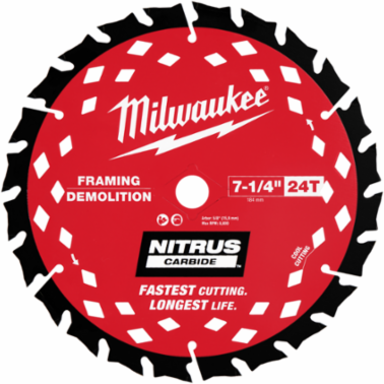 7-1/4” 24T NITRUS™ Carbide Framing & Demolition Circular Saw Blade
