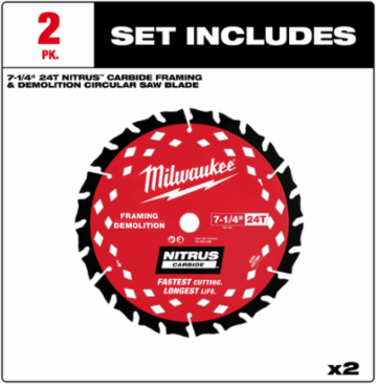 7-1/4” 24T NITRUS™ Carbide Framing & Demolition Circular Saw Blade – 2 PK