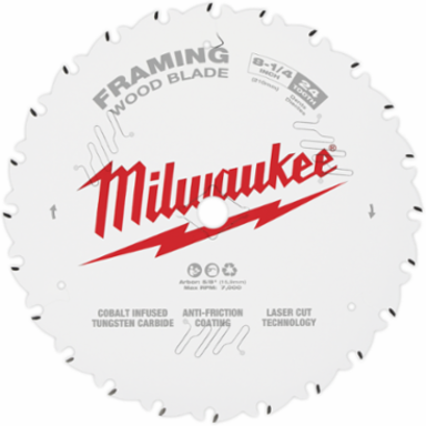 8-1/4 Inch 24T Framing Circular Saw Blade, Cobalt Carbide, Laser-Cut