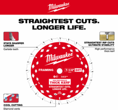 7-1/4" 24T Thick Kerf Framing Circular Saw Blade Contractor Pack (25 PK)